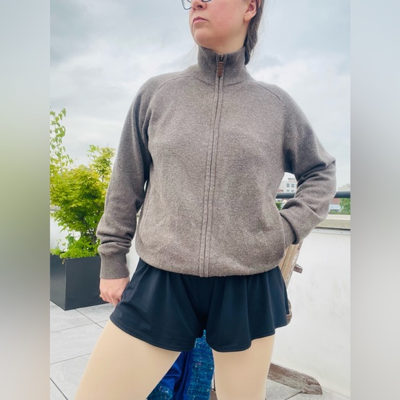 Men's Tan Wool Sweater Turtle Neck Fully Zip Up Cardigan L - Picture 4 of 16